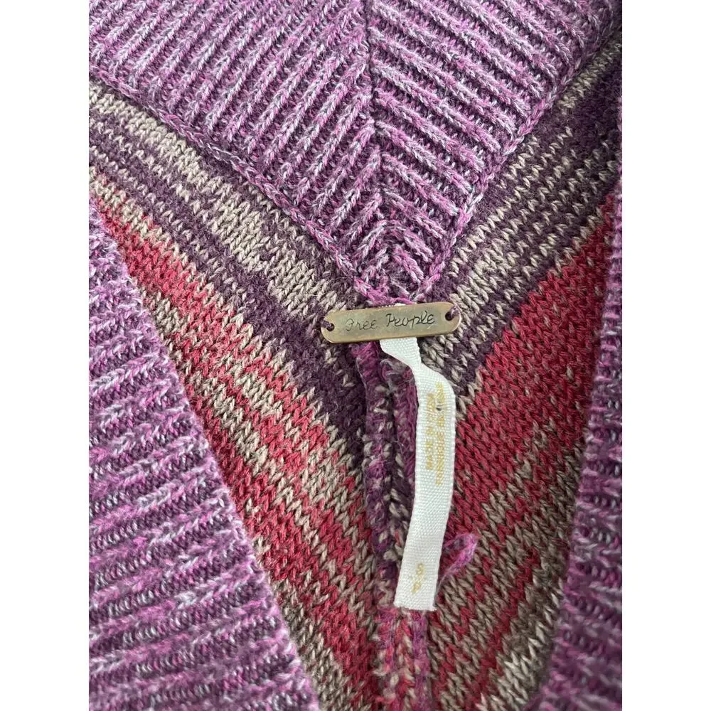 Free People Sweater Women Small Purple Striped Pullover V Neck Shirt Wool N126